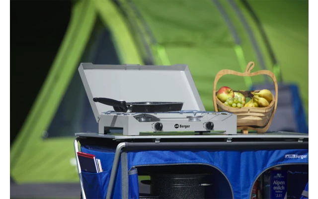 Berger 2-flammiger Gaskocher Silber, Grau 4,6 Kw Ohne Zündsicherung – Bild 2